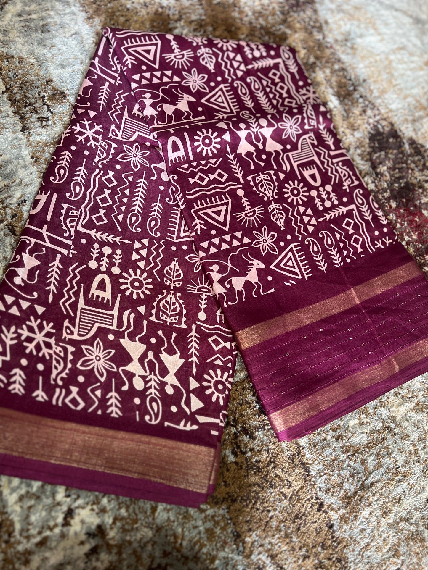 Wine Color Soft Cotton Kalamkari Saree