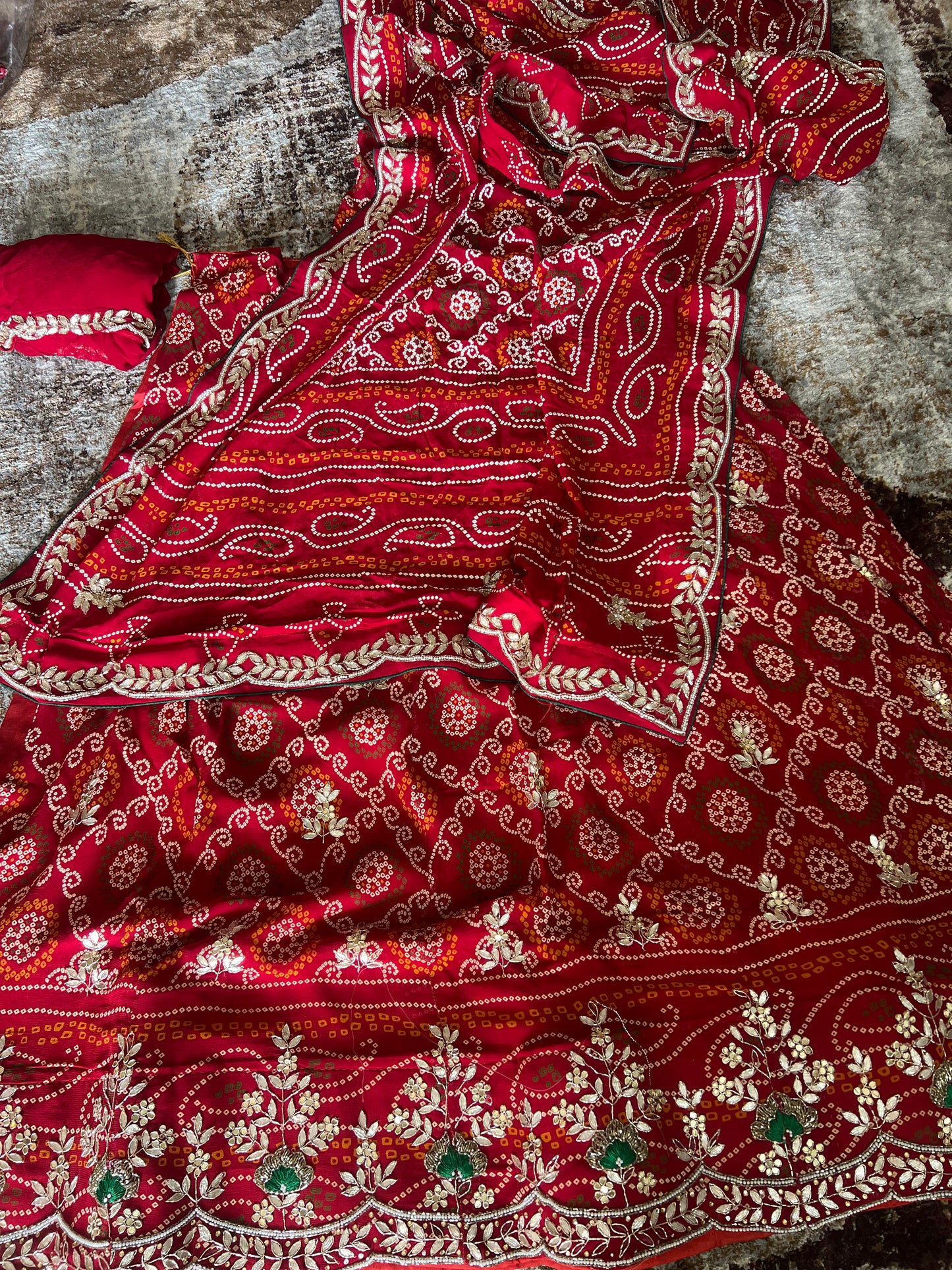 Traditional Bandini Gota and Pearl Handwork Lehenga