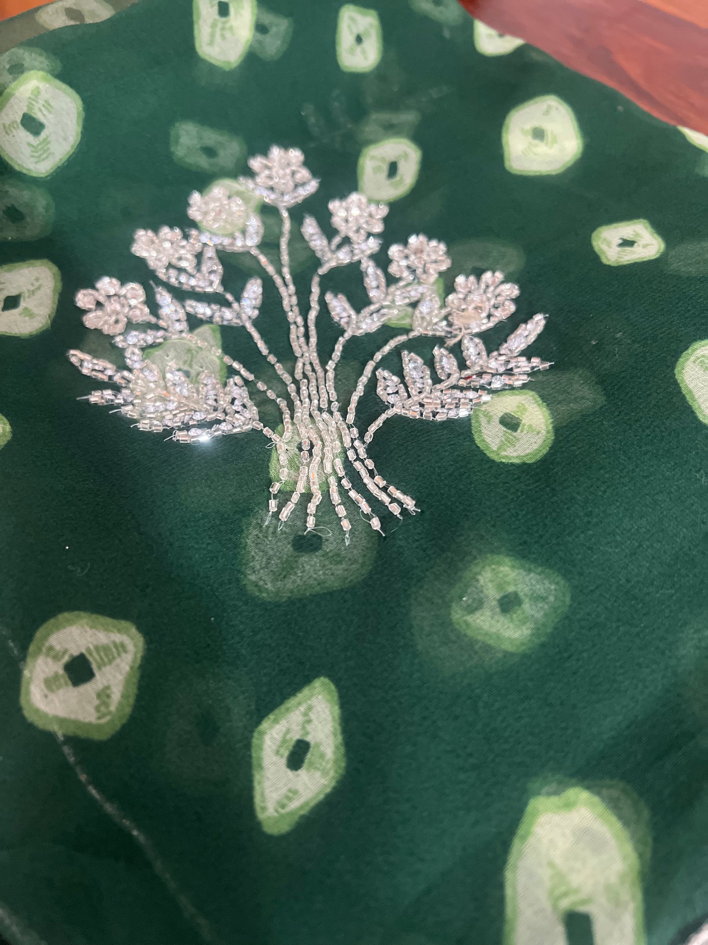 Green Color Soft Chiffon Bandhani Saree