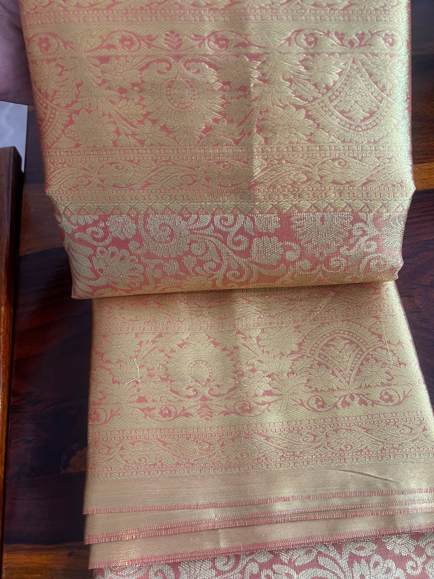 Golden Peach Kanjivaram Saree