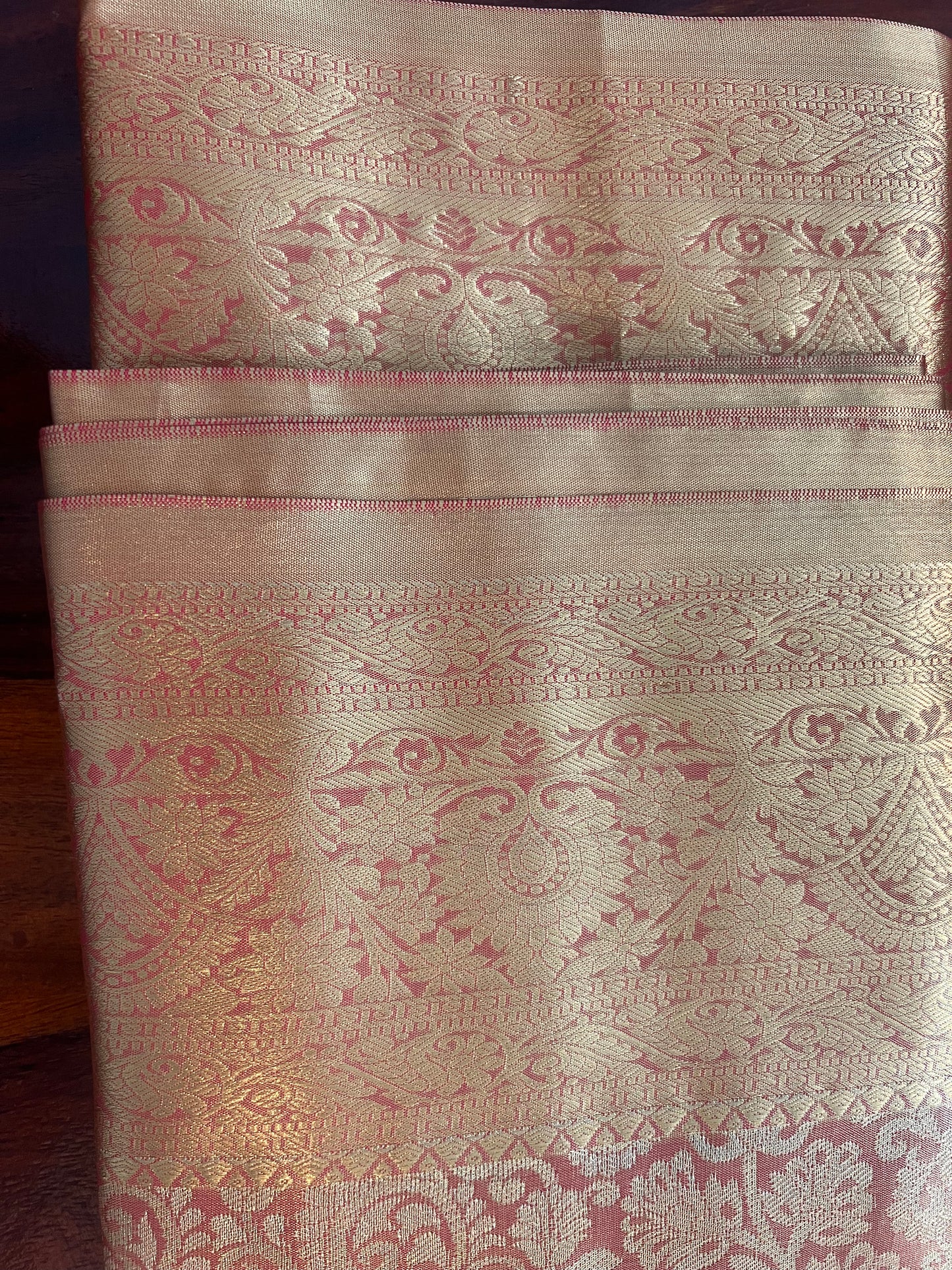 Golden Peach Kanjivaram Saree