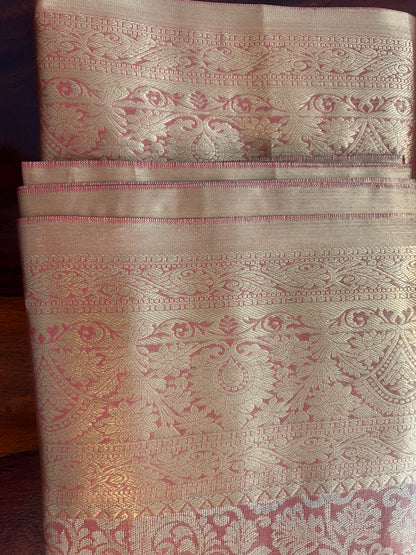 Golden Peach Kanjivaram Saree