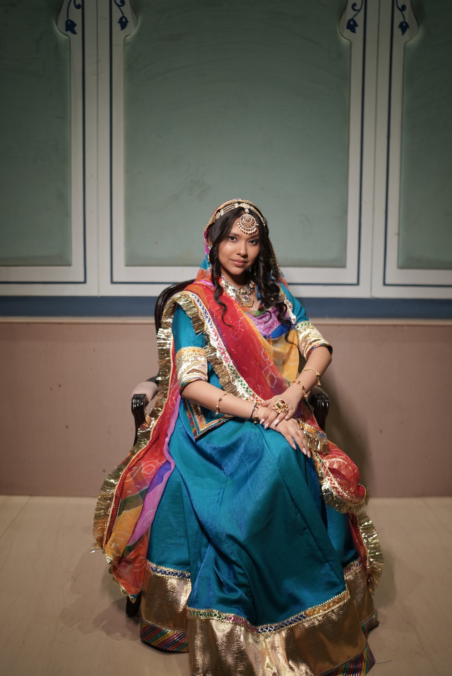 Stitched Designer Poshak with Beautiful Multicolour Pure Odhna