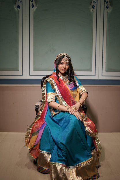 Stitched Designer Poshak with Beautiful Multicolour Pure Odhna