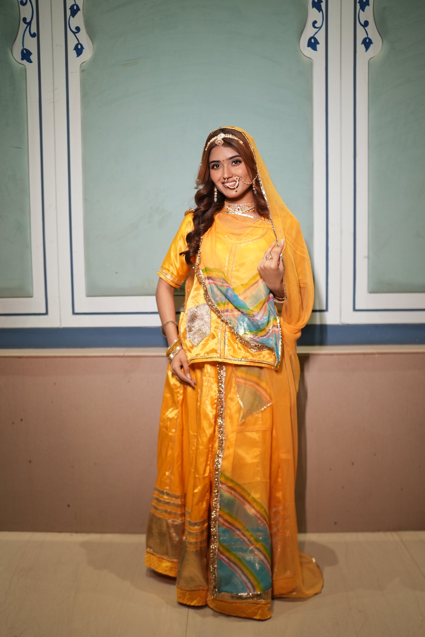 Pure Gajji Silk Poshak with Pure Chiffon Odhna