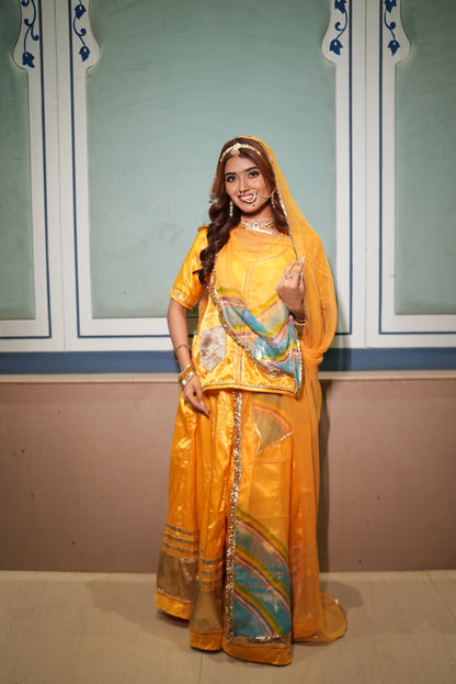 Pure Gajji Silk Poshak with Pure Chiffon Odhna