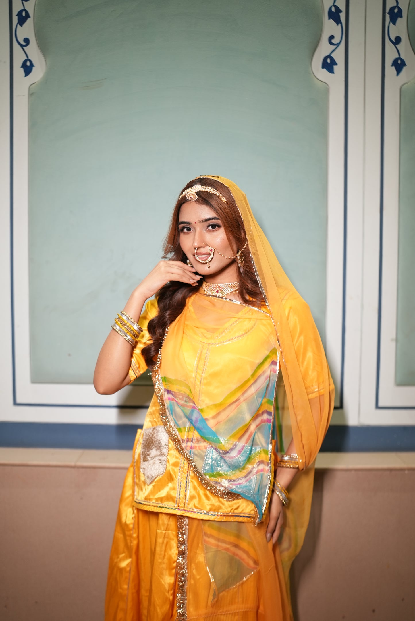 Pure Gajji Silk Poshak with Pure Chiffon Odhna