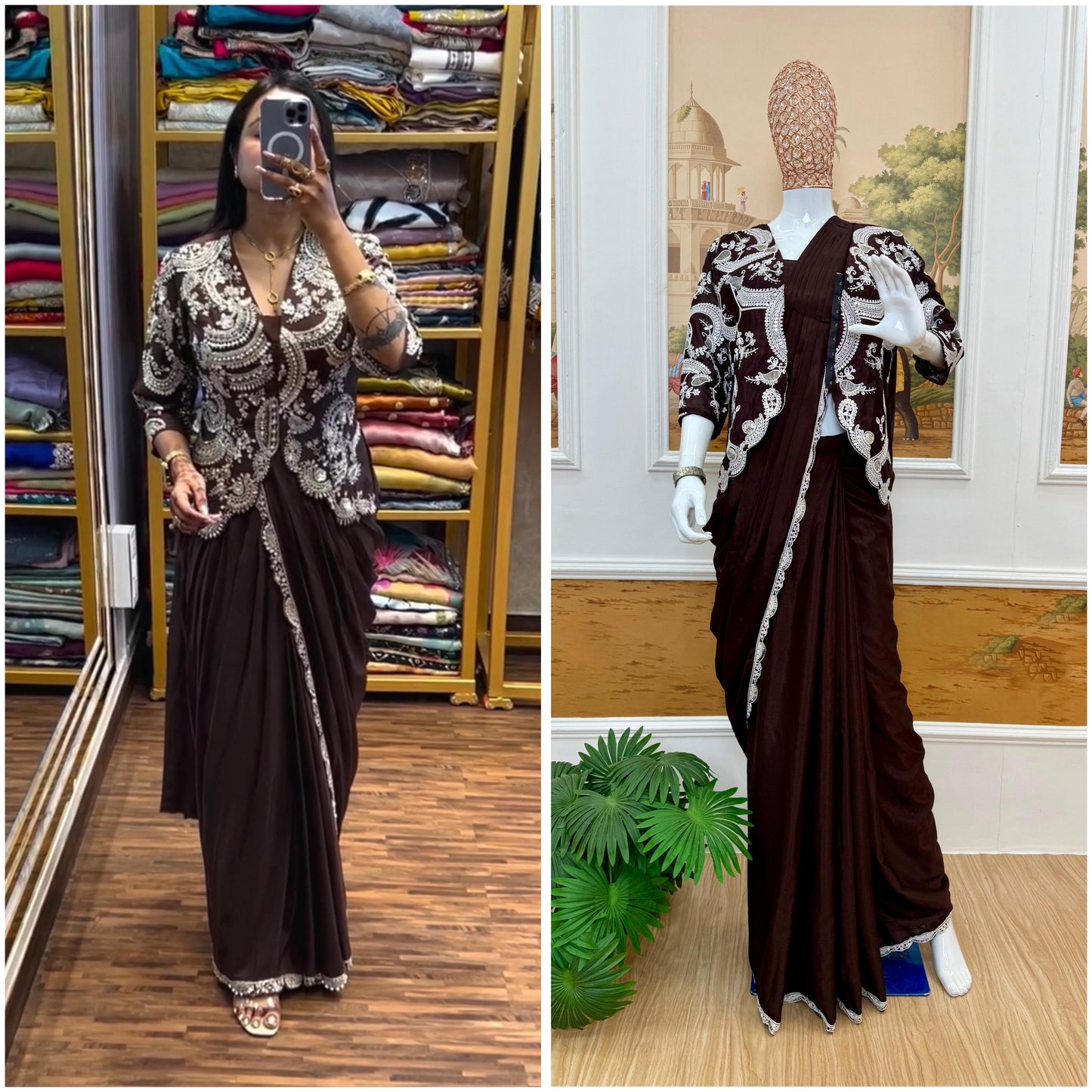 INDO-WESTERN DRAPE SAREE