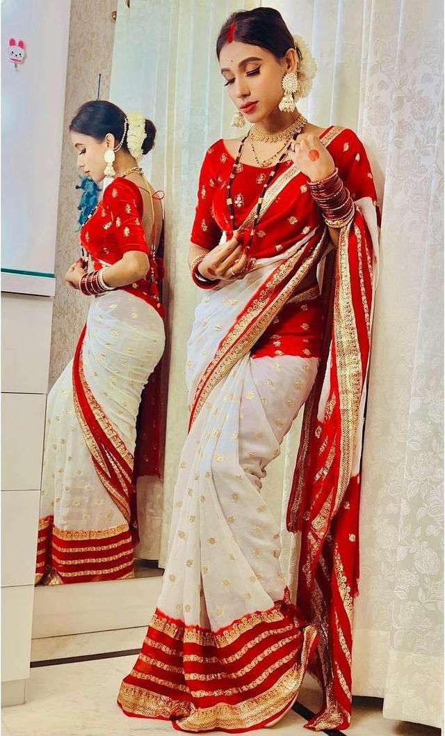 Viscose Gerogette Saree with Running Blouse