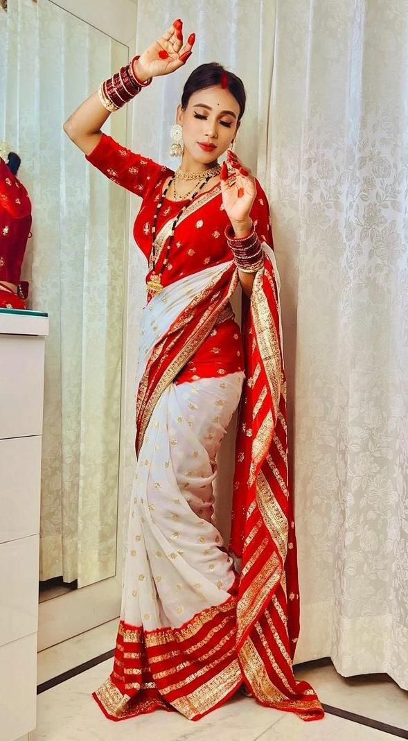 Viscose Gerogette Saree with Running Blouse