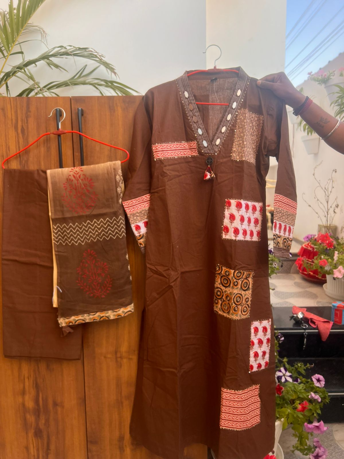 Cotton 3 Peice Suit with Lovely Patch Work