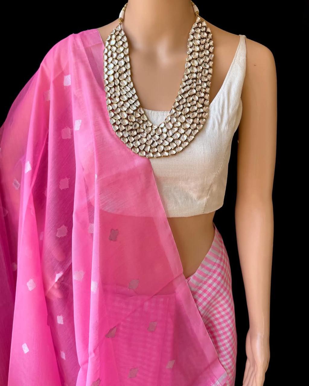 Soft Silk Check Saree