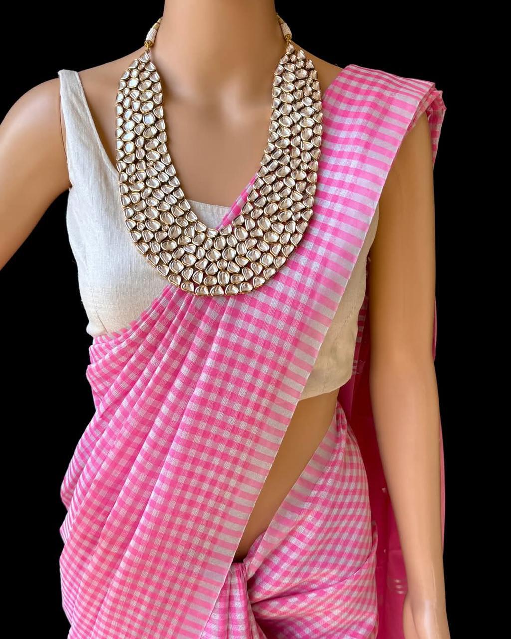 Soft Silk Check Saree