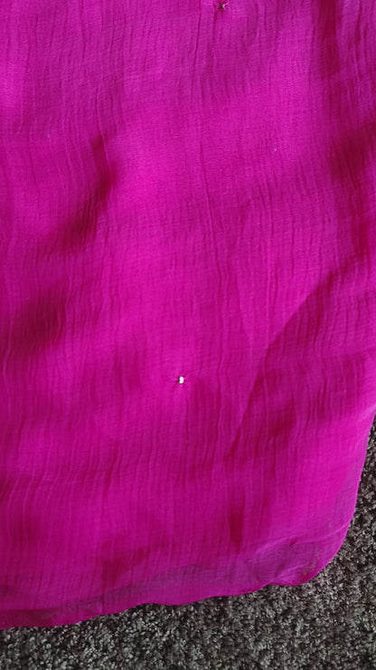 Beautiful Shaded Mukesh Work Pink Chiffon Saree with Blouse Piece