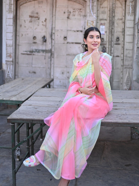 Beautiful Georgette Shaded Saree with Blouse Piece