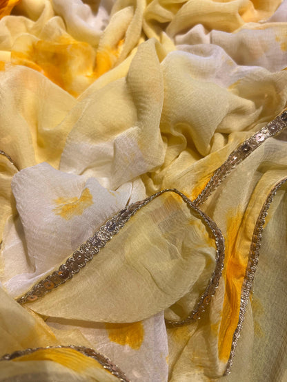 Beautiful Beige-Orange Color Chiffon Printed Saree