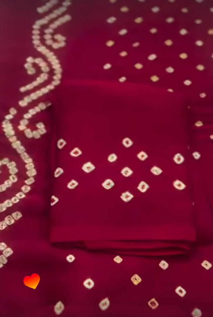 Beautiful Red Color Modal Silk Bandhini Saree