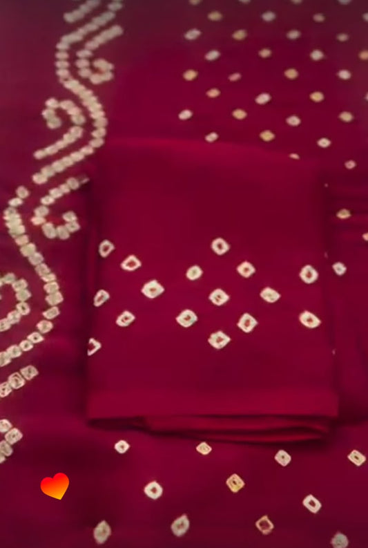 Beautiful Red Color Modal Silk Bandhini Saree