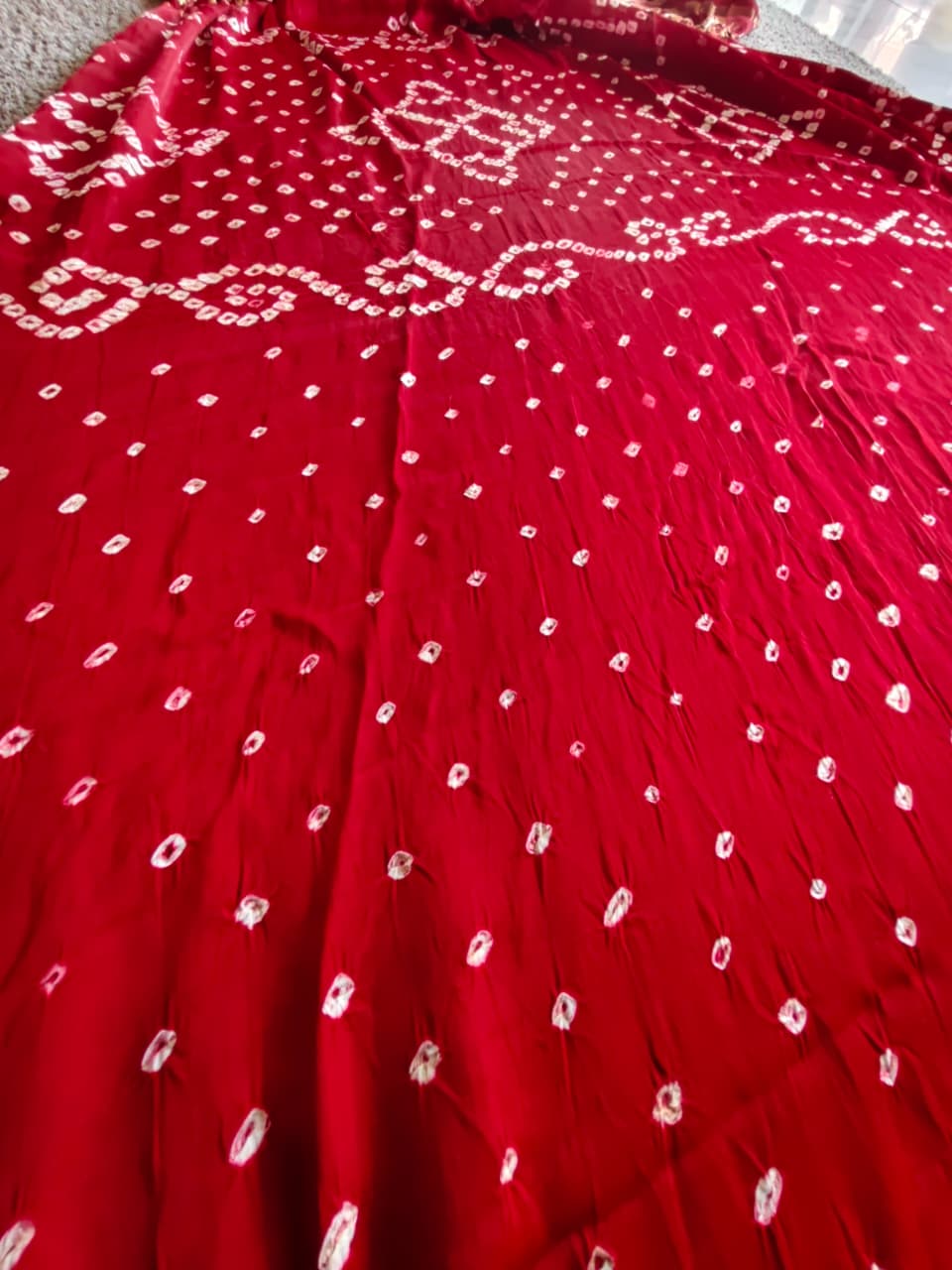 Beautiful Red Color Modal Silk Bandhini Saree