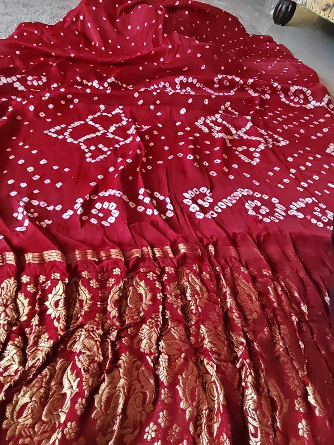 Beautiful Red Color Modal Silk Bandhini Saree